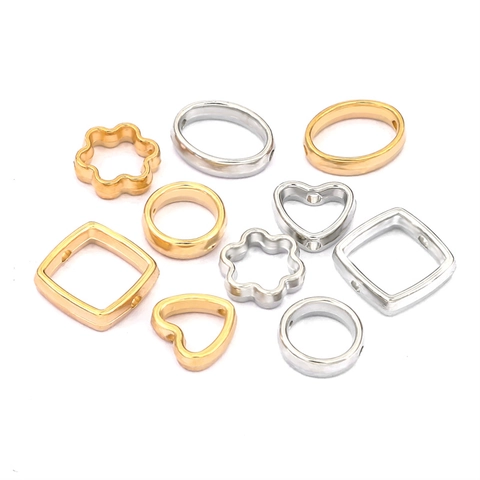 Electroplated Hollow Plastic Flower Square Heart Round Oval Spacer Beads For DIY Jewelry Making Necklaces Bracelets Accessories
