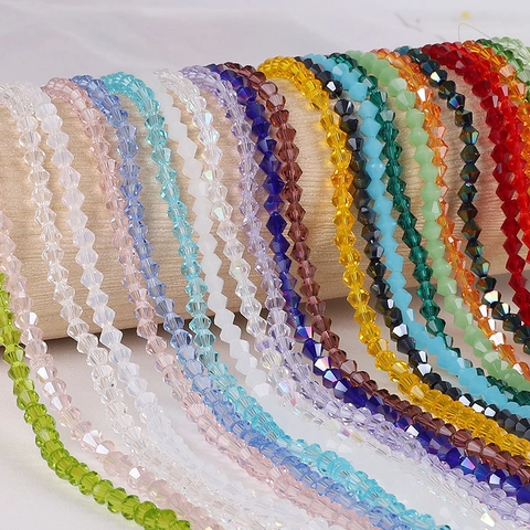 Faceted Bicone Glass Beads Multicolor Artificial Crystal Spacer Beads For DIY Jewelry Making Bracelet Necklace Accessories Handicraft Material