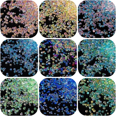 Aurora Glass Micro Beads No Hole Colorful Bubble Beads For DIY Resin Filling Nail Art Accessories Jewelry Making Supplies
