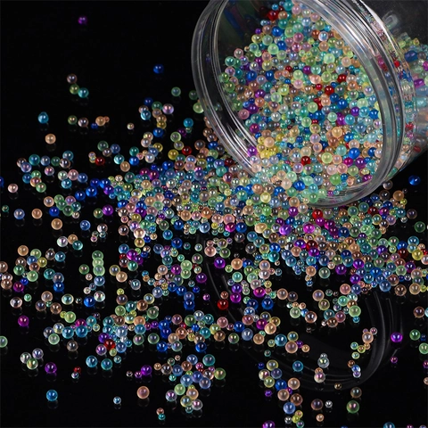Aurora Glass Micro Beads No Hole Colorful Bubble Beads For DIY Resin Filling Nail Art Accessories Jewelry Making Supplies