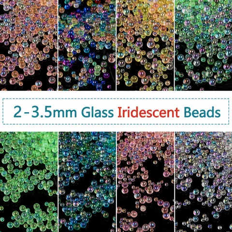 Aurora Glass Micro Beads No Hole Colorful Bubble Beads For DIY Resin Filling Nail Art Accessories Jewelry Making Supplies