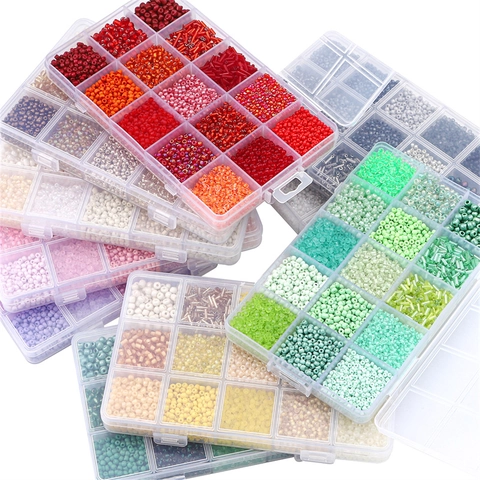 DIY Jewelry Making Kit Glass Seed Beads Bugle Beads Fifteen Compartments Multicolor Handmade Craft Decoration Accessories