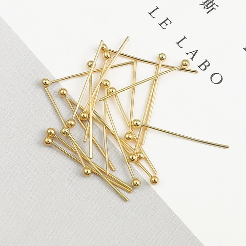 14K Gold Plated Copper Ball Head Pins For DIY Jewelry Making Earrings Handmade Craft Findings Accessories Jewelry Supply