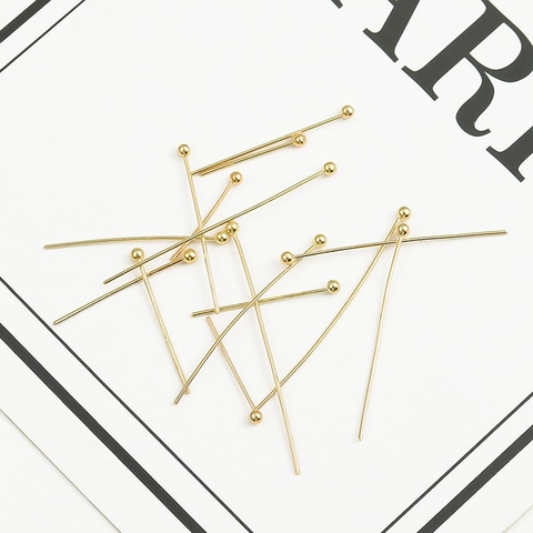 14K Gold Plated Copper Ball Head Pins For DIY Jewelry Making Earrings Handmade Craft Findings Accessories Jewelry Supply