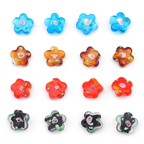 Handmade Glass Lampwork Flower Beads Fresh Style Spiral Pattern Decorative Loose Beads For DIY Jewelry Making Necklaces Earrings