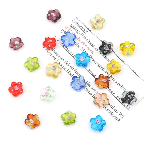 Handmade Glass Lampwork Flower Beads Fresh Style Spiral Pattern Decorative Loose Beads For DIY Jewelry Making Necklaces Earrings