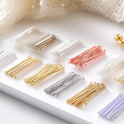 Spilli a T a Testa Piatta Placcati Oro 14K 18K Argento Metallo Componenti per Gioielli Fai-da-te Bracciale Collana Forniture per Gioielleria