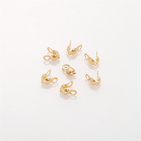 14K 18K Gold Plated Bead Tips Calottes Double Loop Shell Clasp For DIY Necklace Bracelet Jewelry Making Findings Accessories