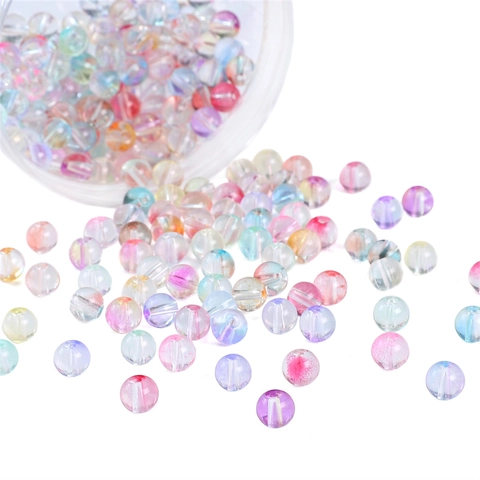 Round Jelly Bubble Bi-color Glass Beads For DIY Jewelry Making Handmade Necklace Bracelet Accessory Artisan Lampwork Spacer Beads