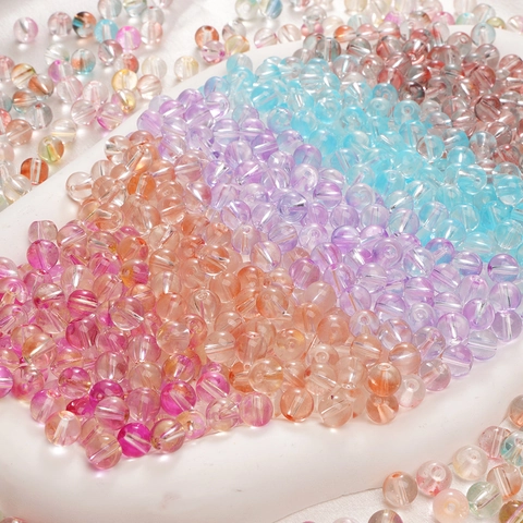 Handmade Round Glass Loose Beads Dreamy Jelly Bubble Two Tone Beads For DIY Jewelry Making Bracelet Necklace Accessories