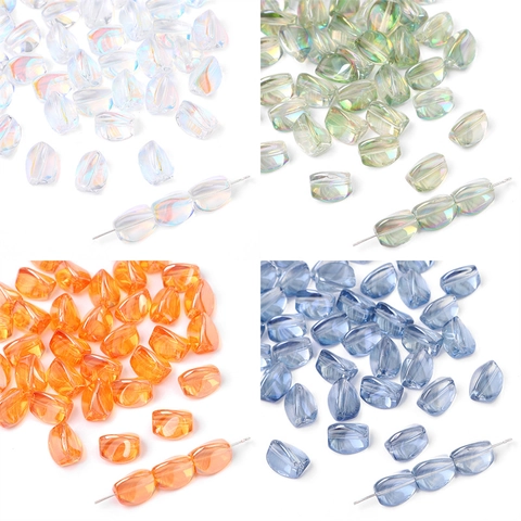 Irregular Twisted Glass Beads Electroplated Crystal Loose Beads For DIY Jewelry Making Bracelet Necklace Women Fashion Craft