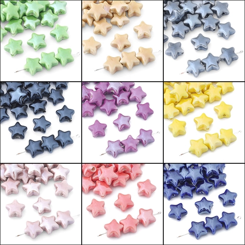 Colorful Star Ceramic Beads For DIY Jewelry Making Glazed Porcelain Star Loose Beads For Bracelet Necklace Handcrafted Accessories