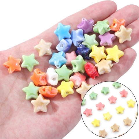 Colorful Star Ceramic Beads For DIY Jewelry Making Glazed Porcelain Star Loose Beads For Bracelet Necklace Handcrafted Accessories