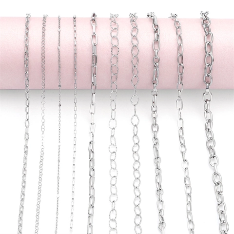 304 Stainless Steel DIY Jewelry Chain Link Bulk Satellite Heart Cross Style For Necklace Bracelet Keychain Craft Making