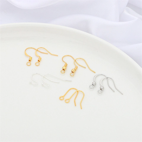 Gold Plated Copper Earring Hooks For DIY Jewelry Making Findings Handmade French Ear Wires With Ball Spring Accessories