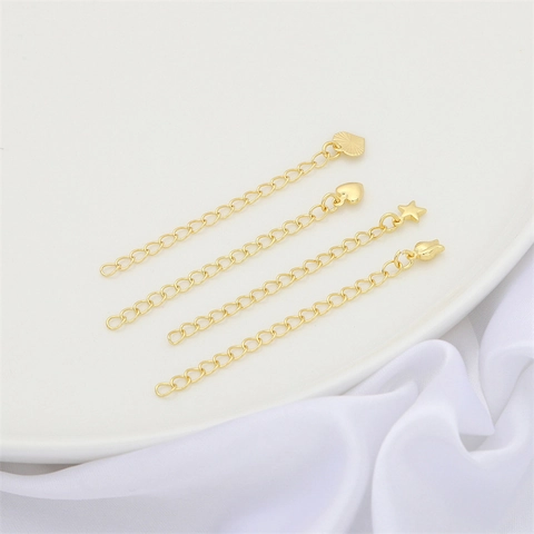 Cobre Bañado en Oro 14K 18K Ajustable Collar Pulsera Cadena de Extensión Corazón Estrella Tulipán Cadena de Cola para Joyería