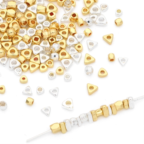 14K Gold Silver Plated Triangle Metal Spacer Beads For DIY Bracelet Necklace Making Handmade Loose Beads Finding Accessory