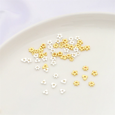 Perline Distanziatrici in Rame Galvanizzato Oro 14K Argento a Forma di Fiore di Prugno Cuore Mulino a Vento Accessori Fai da Te
