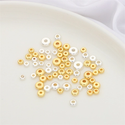 14K Gold Silver Plated Metal Spacer Beads Disc Beads Flat Beads For DIY Handmade Jewelry Bracelet Necklace Accessories