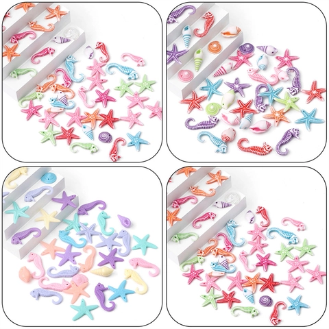 Acrylic Sea Creature Beads DIY Jewelry Making Starfish Seahorse Shell Macaron Mixed Colors For Bracelet Necklace Earrings Accessory