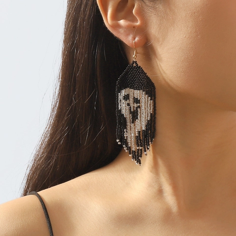 Halloween Pompoen Geest Hangende Oorbellen Voor Vrouwen Handgemaakt Kraalwerk Acryl Emaille Heksenhoed Schedel Grappige Gothic Party Sieraden