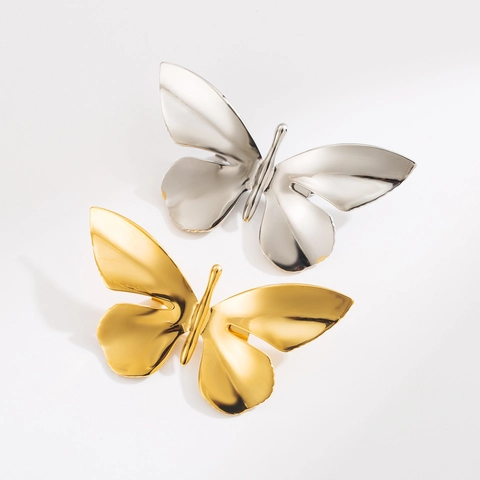 Spilla Farfalla Vintage in Acciaio Inossidabile per Donna Moda Semplice Lucidatura a Specchio Oro Argento Gioielli Insetto
