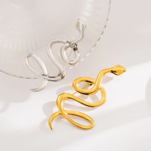 Spilla Serpente in Acciaio Inossidabile per Uomo Donna Spille a Forma di Serpente Animali Galvanizzate Gioielli Regali Accessori Moda