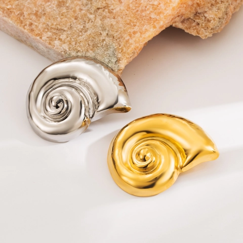 Spilla a Forma di Conchiglia Marina in Acciaio Inossidabile per Donna Oro Argento Lucidata a Specchio Gioielli da Spiaggia