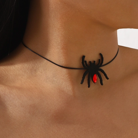 Gothic Halloween Choker Necklace Black Fabric Spider Bat Witch Hat Pendant For Women Men Cosplay Party Jewelry Accessory