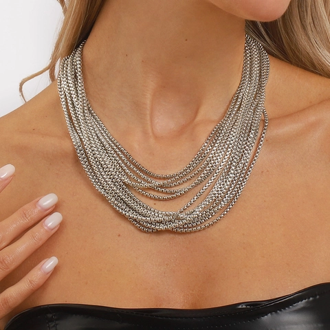 Trendy Meerlaagse IJzeren Tassel Ketting Halsketting Voor Vrouwen High Sense Ins Stijl Sexy Sleutelbeen Ketting Sieraden