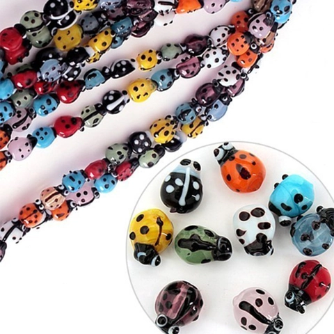 Handmade Lampwork Glass Loose Beads Evil Eye Mushroom Chili Ladybug Shape Beads For DIY Jewelry Bracelet Necklace Making