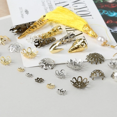 Iron Flower Bead Caps Tassel End Caps DIY Jewelry Making Findings Spacer Beads For Earrings Necklace Bracelet Accessories