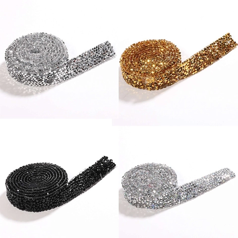 Selbstklebendes Strassband Mehrreihig Kristall Diamant Besatz Aufkleber Für DIY Bastelarbeiten Kleidung Hochzeit Deko