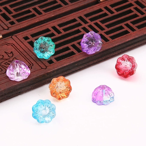 Perline di Baccello di Loto in Vetro Lampwork Stile Cinese Antico Forma di Fiore Perline Distanziatrici Sciolte per Creazione Gioielli