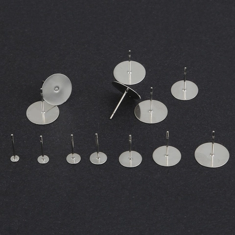 Stainless Steel Flat Pad Earring Posts DIY Jewelry Making Accessories Silver Gold Earring Stud Base For Handmade Crafts