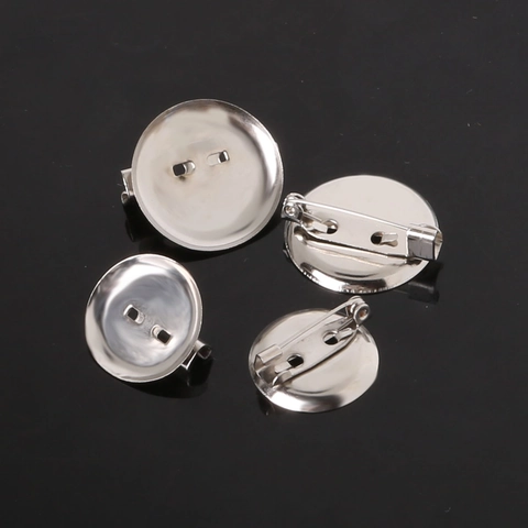 Base per Spilla Tonda in Metallo Fai-da-te Con Spille di Sicurezza Tonalità Argento Accessori per Creazione Gioielli