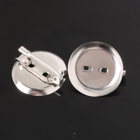 Base per Spilla Tonda in Metallo Fai-da-te Con Spille di Sicurezza Tonalità Argento Accessori per Creazione Gioielli