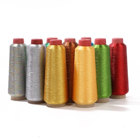 Fil à Broder Métallique Or Argent Fil de Broderie Informatisée DIY Point de Croix Fil à Coudre en Polyester Brillant