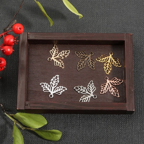 Copper Hollow Maple Leaf Charms DIY Jewelry Findings For Hairpins Earrings Necklace Handmade Accessories Vintage Style Leaf