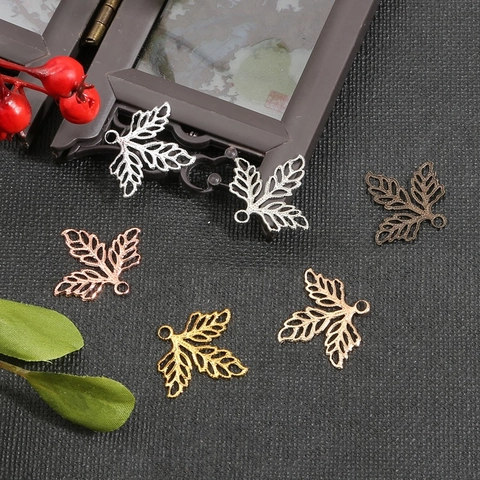 Copper Hollow Maple Leaf Charms DIY Jewelry Findings For Hairpins Earrings Necklace Handmade Accessories Vintage Style Leaf