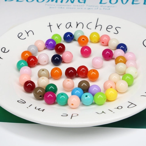 Perles En Vrac En Acrylique Couleur Bonbon Rondes Lisses Perles Intercalaires Pour Enfants DIY Bijoux Fabrication Artisanat En Gros