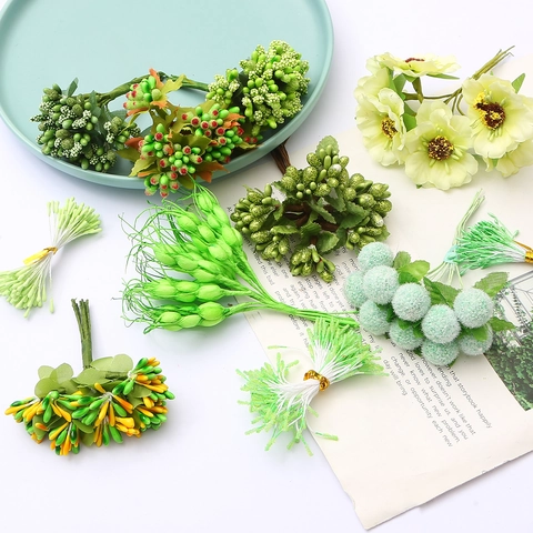 Artificial Flower Pistils Green Berry Stamens For DIY Handmade Flower Craft Materials Home Wedding Decoration Accessories