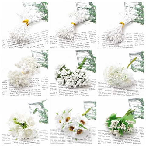 White Simulation Flower Stamens Chiffon Flower Buds For Handcraft DIY Materials Wedding Decor Floral Jewelry Making Accessories