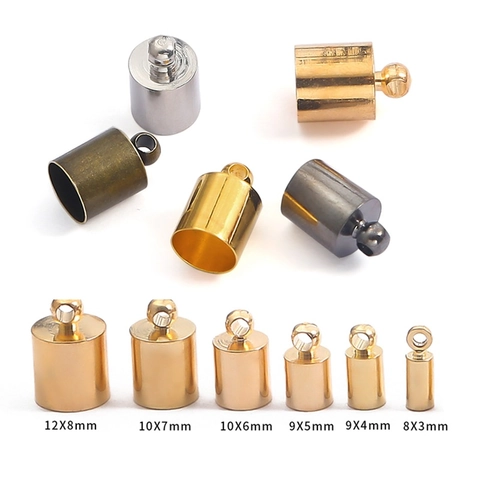 Copper Round Cord End Caps DIY Jewelry Findings Minimalist Metallic Tassel Fastener Caps For Leather Rope Jewelry Making
