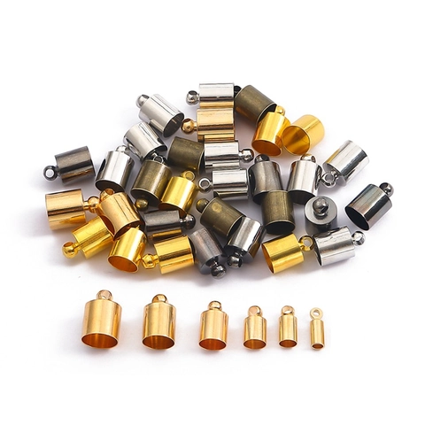 Copper Round Cord End Caps DIY Jewelry Findings Minimalist Metallic Tassel Fastener Caps For Leather Rope Jewelry Making