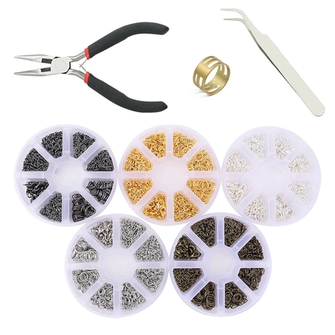 Kit de Accesorios para Fabricación de Joyas DIY Anillas Abiertas Cierres de Langosta Cadenas de Extensión Aleación Galvanizada Accesorios de Reparación con Caja