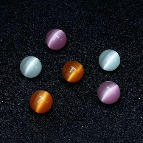 Round Cat's Eye Stone Loose Beads For DIY Jewelry Making Smooth Polished Glass Beads Multi Color Crafting Supplies Accessories