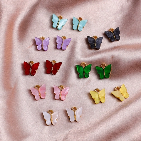 DIY Butterfly Charms Acrylic Alloy Marble Pattern Pendants For Earring Necklace Keychain Jewelry Making Handcrafted Accessory