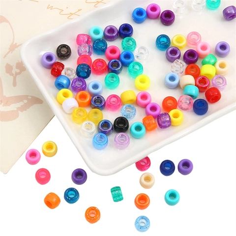Perline Pony in Acrilico Colorate a Foro Grande Perle a Botte per Braccialetti Fai da Te Collane Creazione Gioielli Capelli