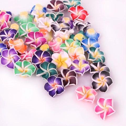 Mélange Couleurs Plumeria Fleur Pâte Polymère Perles Pour Bijoux DIY Perles D'espacement Florales Frangipanier Fait Main
